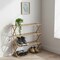 Basicwise Set of 2 Foldable Bamboo Shoe Rack and Storage Shelf Multi-Purpose Wooden Organizer for Entryway Closet or Living Room Space-Saving Stand for Shoes Plants Towels and Home Décor